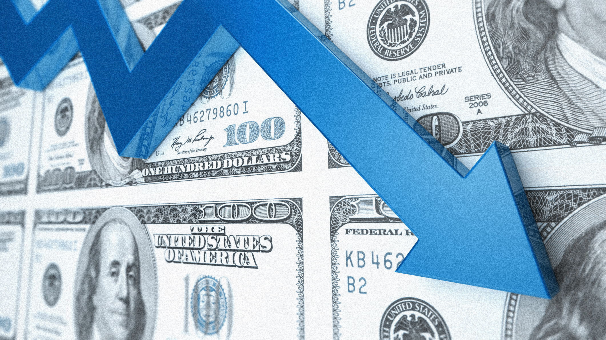 Red arrow And dollar finance decline graph Stock image