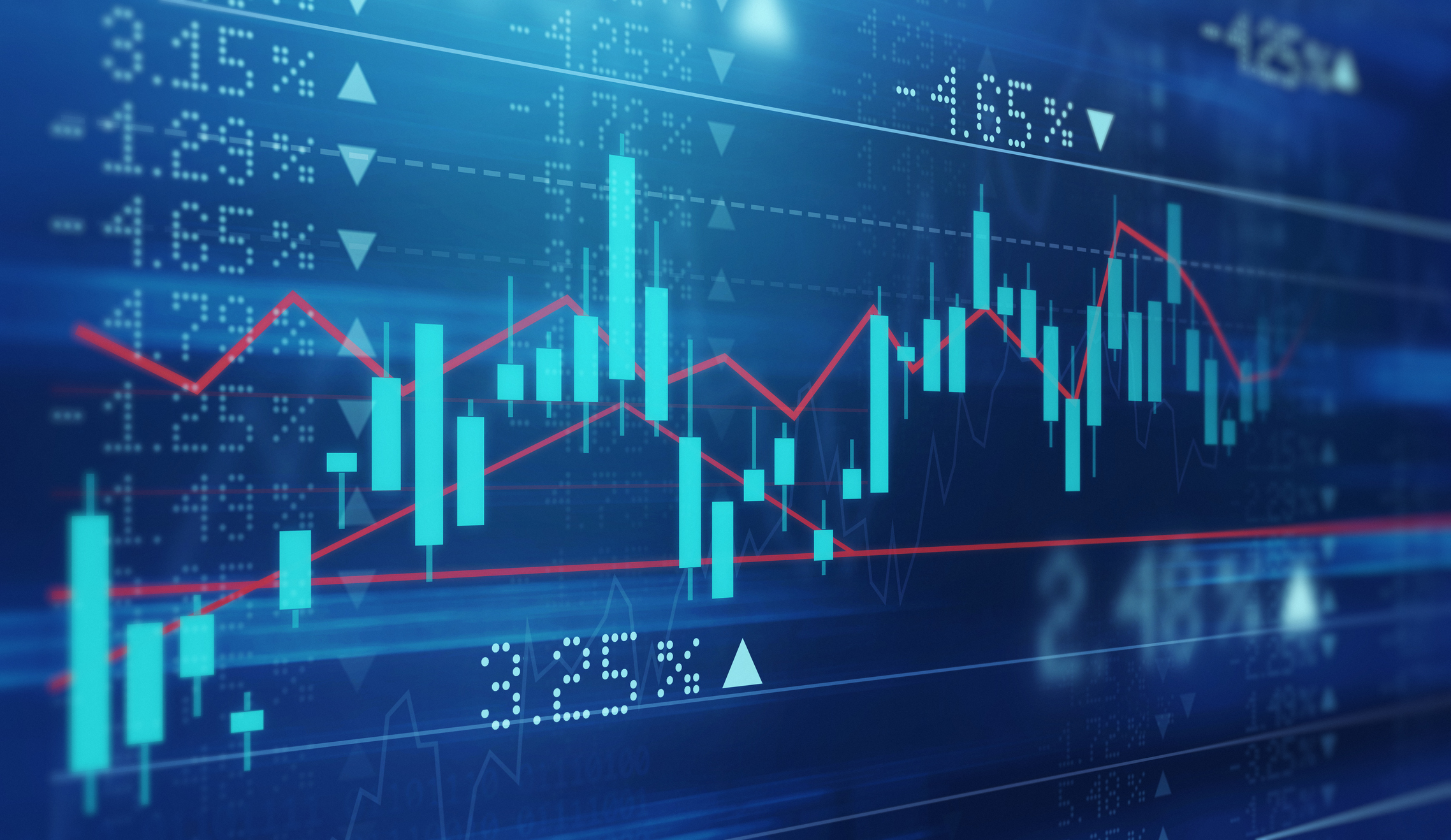 Digitally enhanced shot of a graph showing the ups and downs shares on the stock market